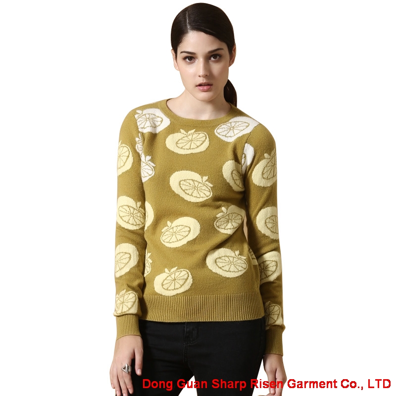 Womens Jacquard Cashmere Sweater Y018
