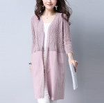 Cloth stitching long cardigan 1706070