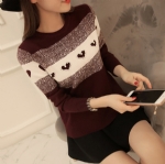 Heart-shaped pin bead pattern female sweater 1706165