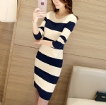 Black and white Slim knitted dress 1706174
