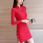 Slim cheongsam  knitting dress 1706175