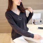 Deep V neck knit Pullover 1706182