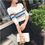 Five point Sleeve Striped ladies sweater 1708020