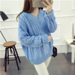 Warm V collar thick sweater 1708022