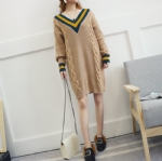 Warm V collar thick sweater Dress 1708023